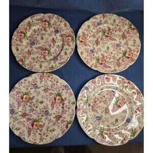 Set of 4- Vintage Johnson Brothers Old English floral chintz 8" Salad Plates